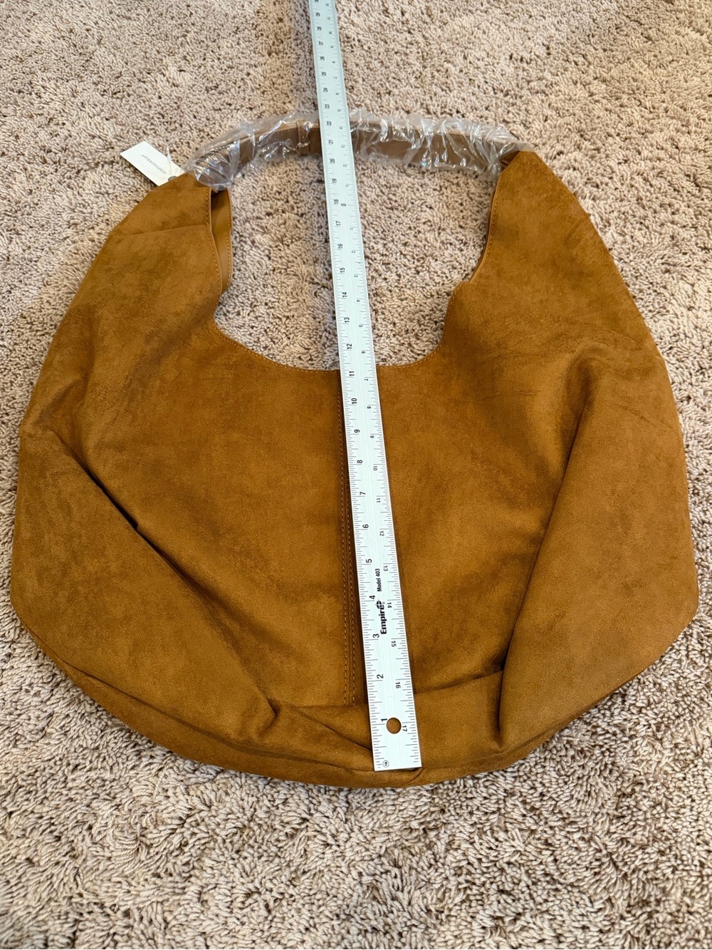 NWT new Anthropologie large faux suede slouchy bag purse tan Hobo Bag - Picture 16 of 17